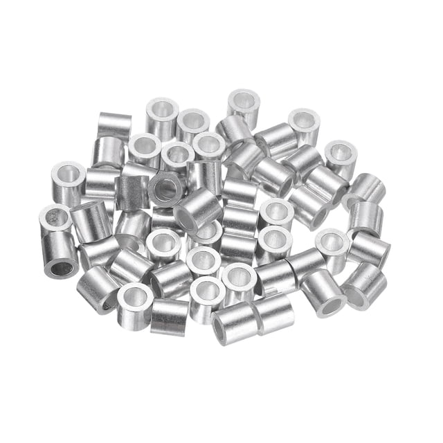 60 Pcs Fundas de Bucle de Crimpado de Aluminio para Cuerda de Alambre de 1/4" de Diámetro, Funda Redonda para Extremo de Línea de Cable