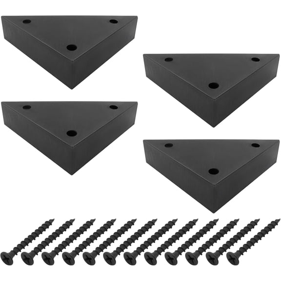 4 Pack Plastic Triangle Corner Sofa Legs 5.9 Inch Couch Legs Black Furniture Legs Replacement Chair Feet with Mounting Screws(4 Sets)
