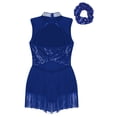 thumbnail image 4 of Runhomal Justaucorps de Ballet Sans Manches à Paillettes pour Filles, Robe à Franges, Style Latin Moderne Jazz Tango Rumba Salsa, Costume de Danse Bleu Royal 16, 4 of 7