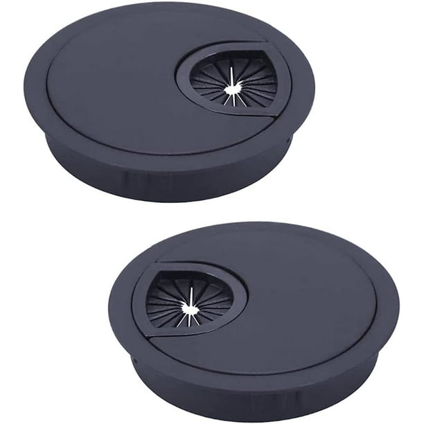 Organizador de cables de escritorio negro de montaje empotrado, redondo, 60mm, diseño de Metal cepillado, organizador de cables para mesa de oficina, 3 uds.