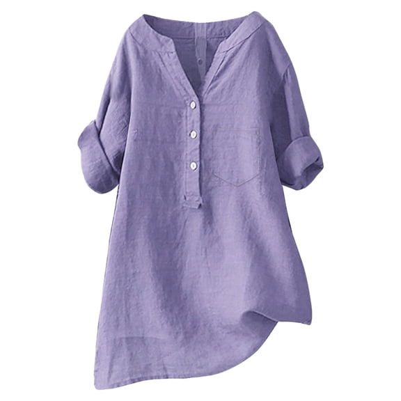 Kezqiaxn Button Down Shirts for Women Short Sleeve V-Neck Work Shirts with Pocket Womens Blouses Dressy Casual