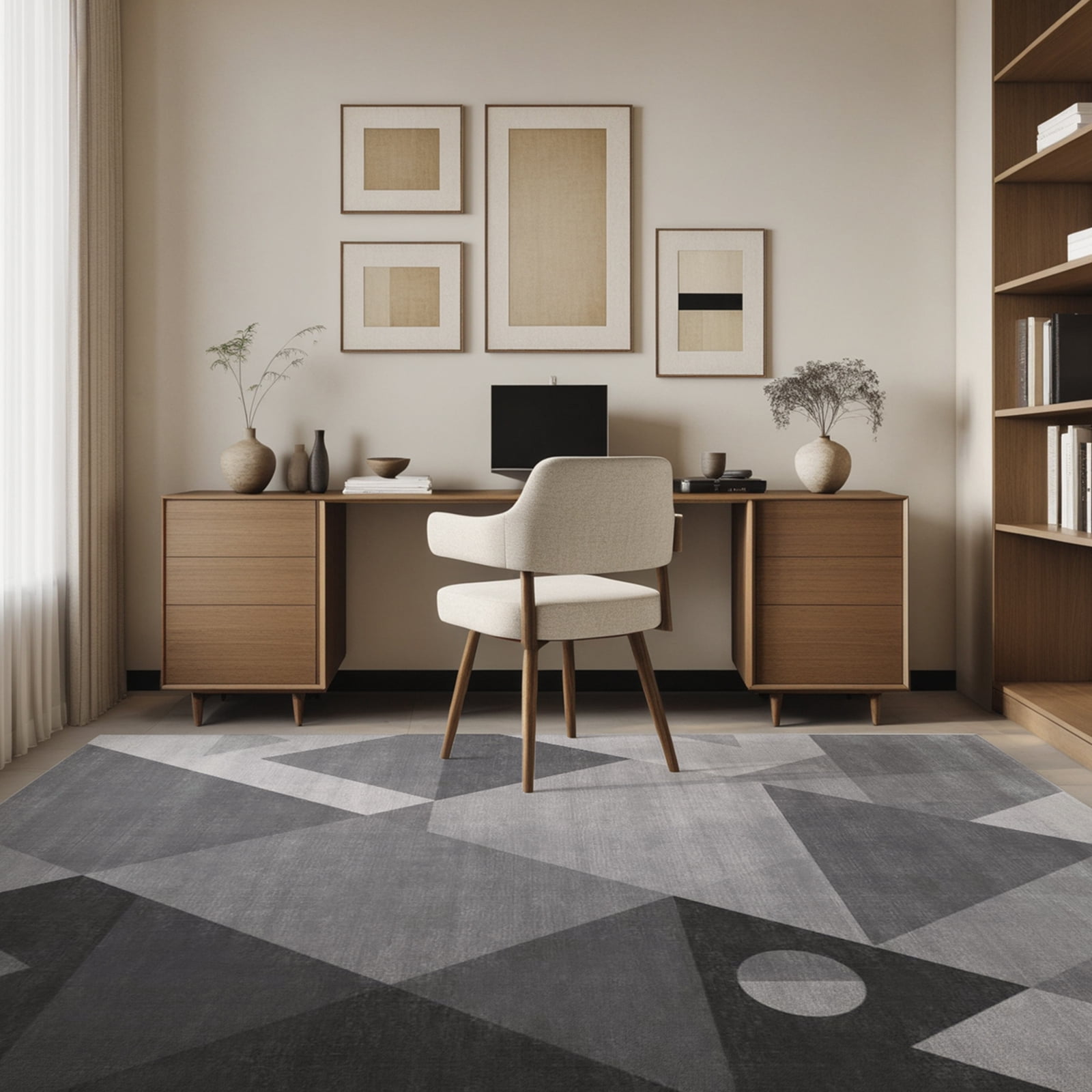Cozylore 9'x12' Area Rugs for Living Room Geometric Style Modern Rug Soft Low Pile Non Slip Carpet Machine Washable Indoor Rug for Bedroom Dining Room Office, Gray