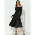 thumbnail image 3 of INSPIRE CHIC Jupe Midi Évasée Plissée en Velours à Taille Haute Élastique pour Femme, 3 of 6