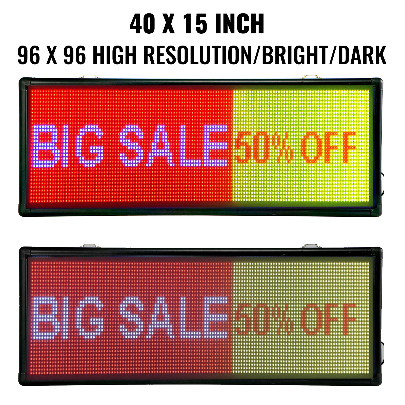 VEVOR Led Sign 40" x 15" Digital Sign Full Color Color Indoor with high  Resolution P10 Led Scrolling Display Programmable by PC  WiFi  USB for  Advertising