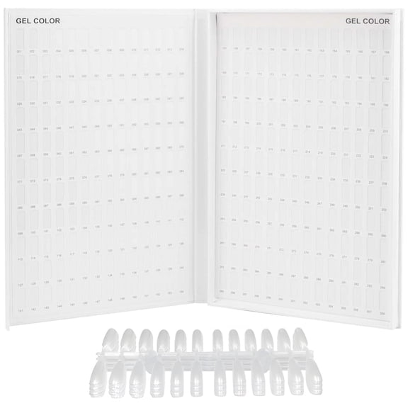 Gel Nail Polish Sample Display, 308-Color Nail Art Practice Book with Acrylic Nail Display, Wooden Design, Professional Salon Tool, Ideal for Home DIY and Nail Art Stand