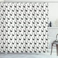 thumbnail image 1 of Swans Shower Curtain, Repetitive Black Gracious Aquatic Birds with Lotus and Water Lillies Print, Fabric Bathroom Set with Hooks, 69"WX70"L, Coral Charcoal Grey, by Ambesonne, 1 of 3