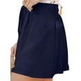thumbnail image 4 of Nananla Women's Summer Solid Color Elastic Waist Casual Cotton Linen Shorts, 4 of 4