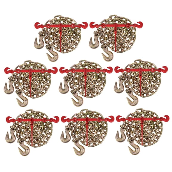 1/2" Grade 70 Chain and Binder Kit | Includes (8) 1/2" - 5/8" Ratchet Load Binder & (8) 1/2" x 20' G70 Transport Chain w/Grab Hooks | 11300 lbs WLL for Flatbed Truck Trailer Tie Down