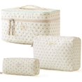 thumbnail image 1 of Bolsa de maquillaje HBSelect acolchada de algodón para viajes, 3 unidades, para mujeres y niñas, 1 of 7