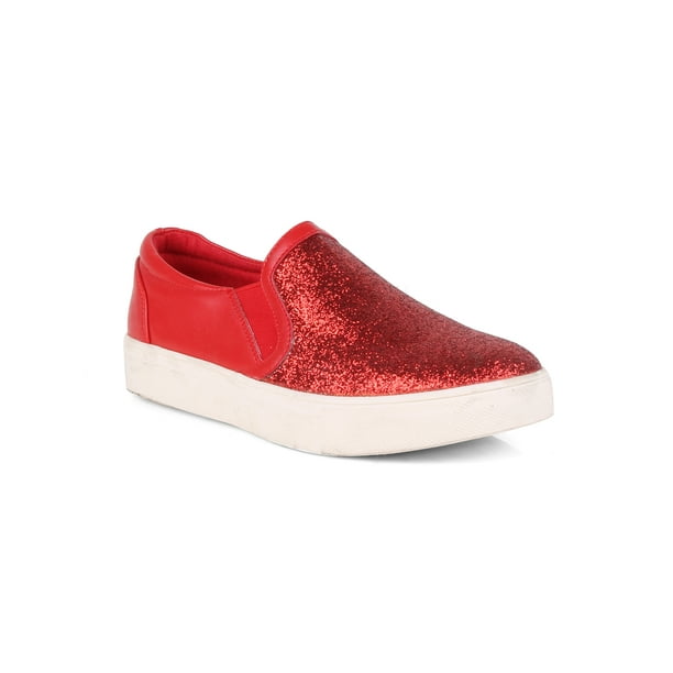 womens red glitter sneakers