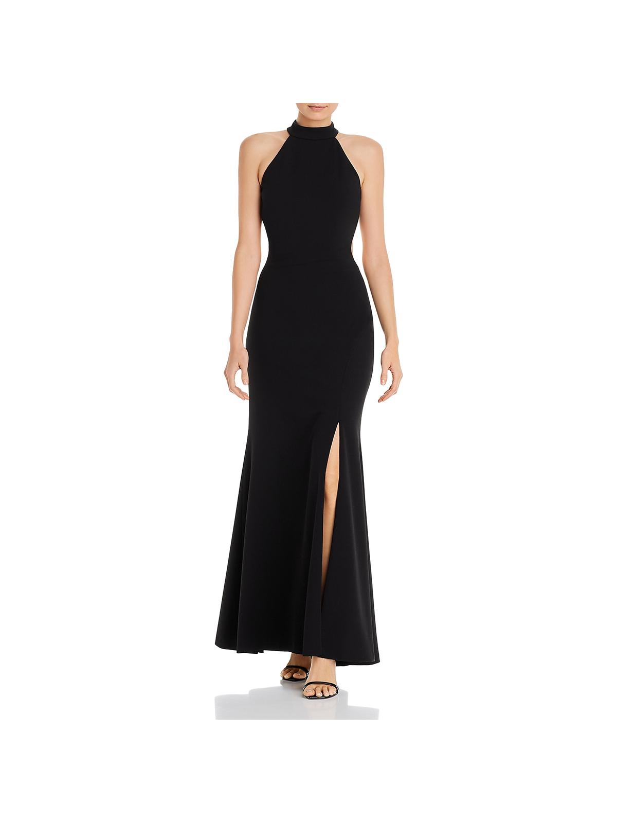 black halter formal dress