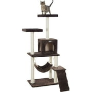 GleePet 57 in. Real Wood Cat Tree In Coffee Brown with Four Levels, Ramp, Hammock and Condo