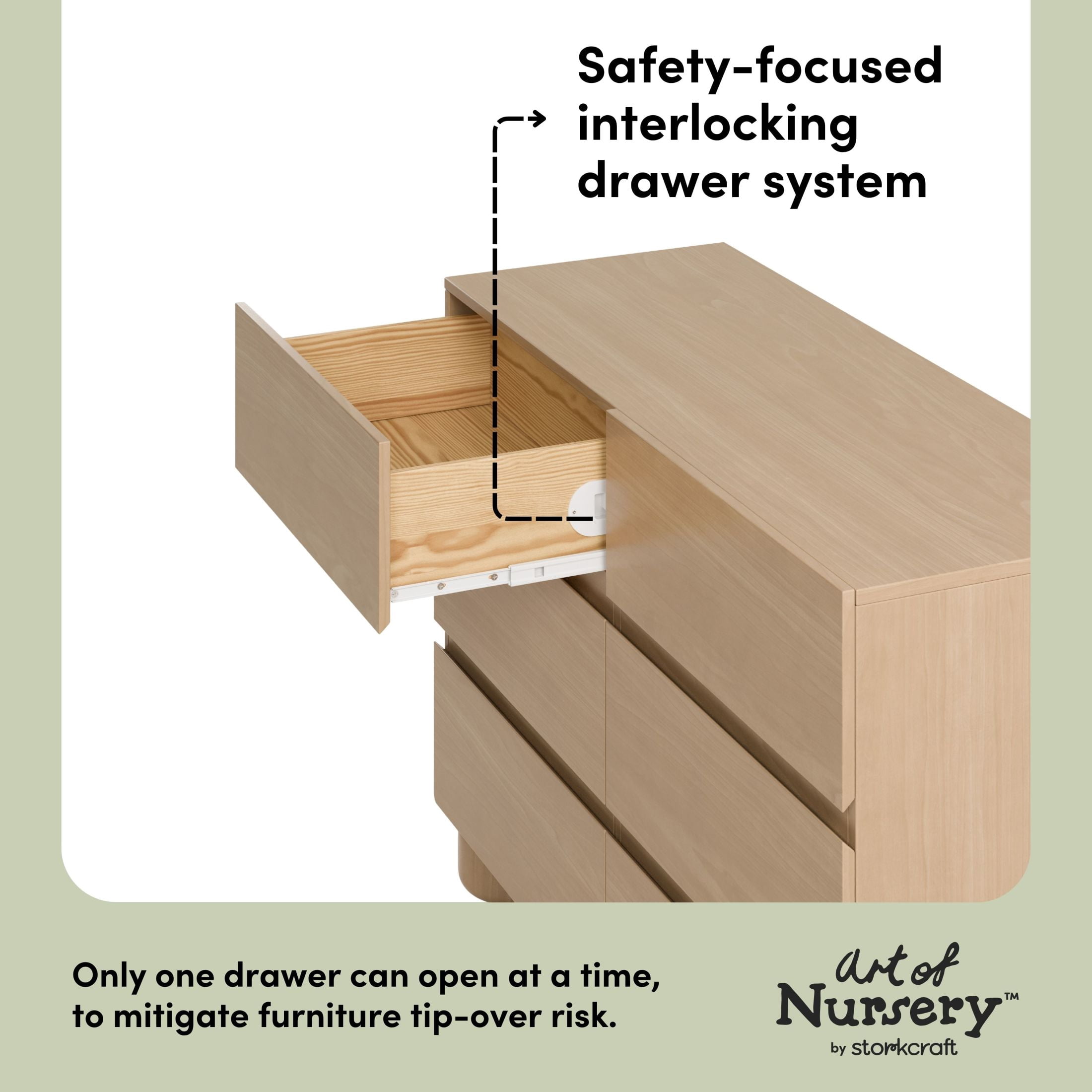 Art of Nursery by Storkcraft Sorrento 6 Drawer Dresser - Driftwood