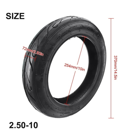 1pc Ebike Tire Tubeless Tyre 14 Inch 14x2.50 2.50-10 1130g Cycling Parts Replacement Rubber Tubeless Tyre Bicycle Parts