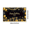 thumbnail image 3 of Black Gold Themed Happy 80th Birthday Banner Backdrop, Star Balloon and Gift Box Elements, Party Decoration for Birthday Party Photography Props Decorations, 3 of 8