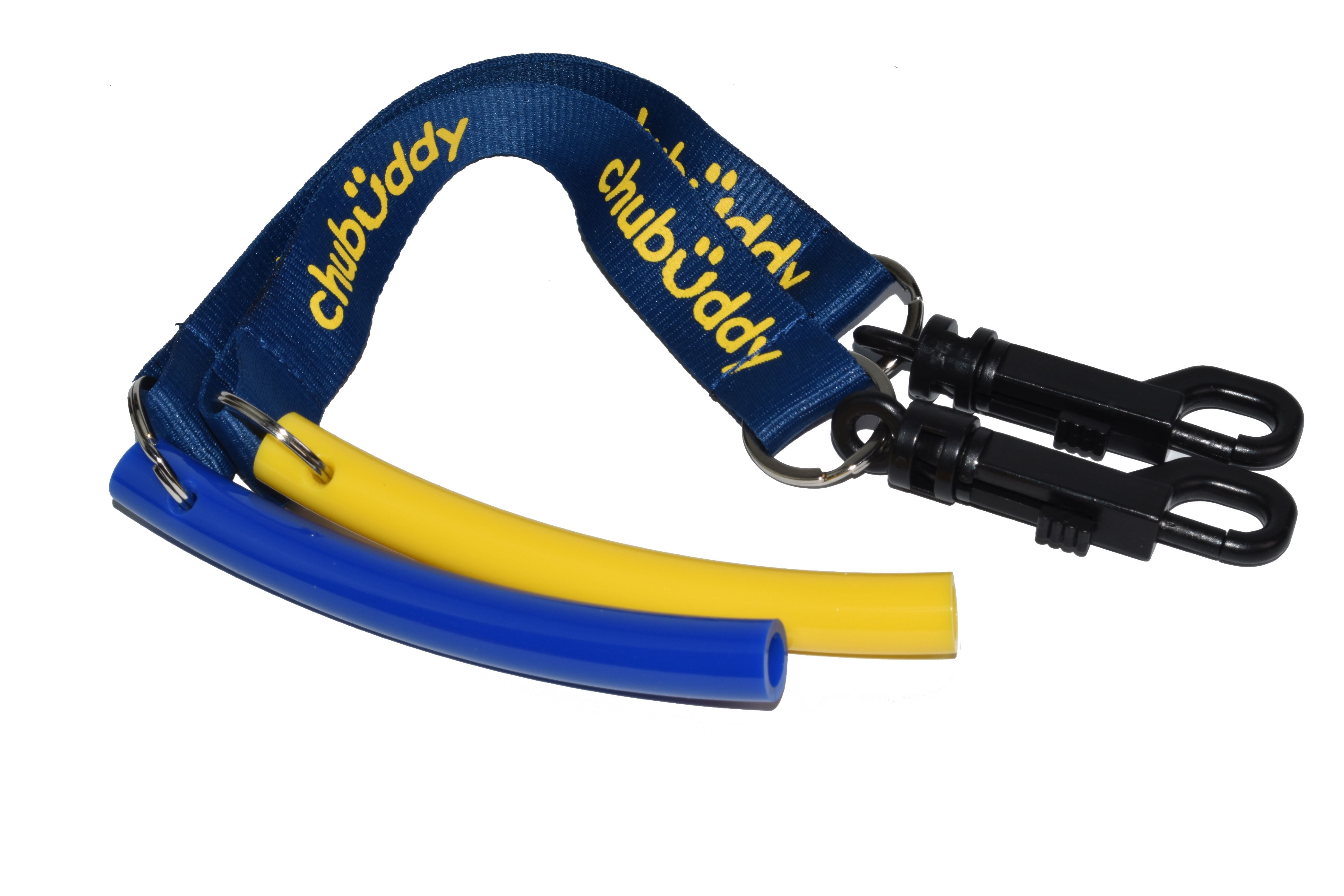 Strong Tube Twin Pack Regular 1/2' Blue and 1/2' Yellow on Navy Clip On Tether