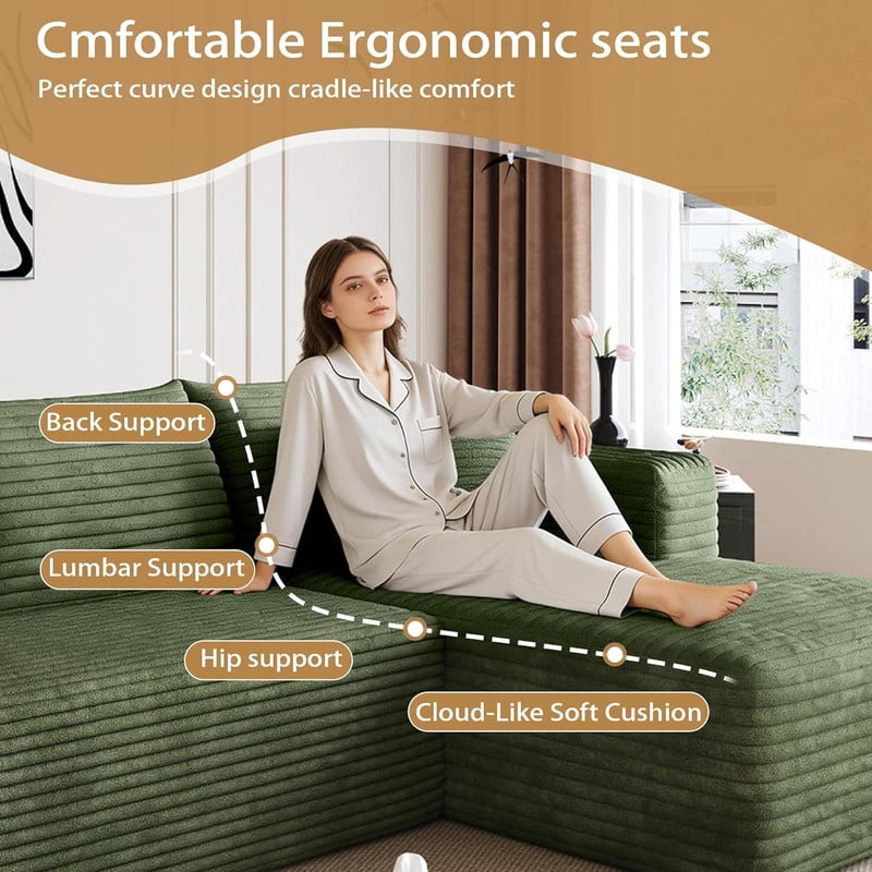 94'' L-Shaped Sectional Sofa with Chaise, Modern Modular Sofa with Deep Seat, Cloud Sofa Couch for Living Room,Right Facing Chaise