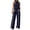 Dark Sea Blue, variant on Two Piece Sets for Women Summer Outfits Lounge Sets Mock Neck Tops Wide Leg Pants Travel Fashion Clothing