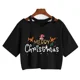 thumbnail image 1 of Camiseta de árbol de leopardo de Reno para mujer, ropa de Navidad, Tops cortos de Feliz Navidad, camiseta gótica Harajuku, camiseta de Mange de Año Nuevo, 1 of 5