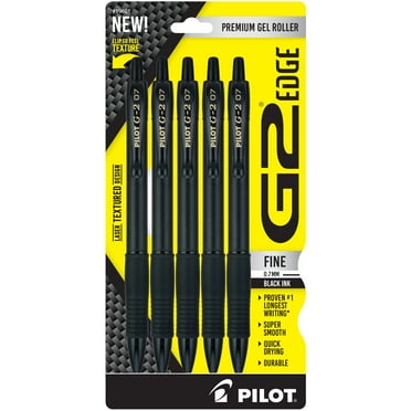 Pilot G2 EDGE Retractable Gel Ink Pens, Fine Point, 0.7mm, Black Ink, 5 Pack