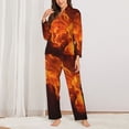 thumbnail image 2 of Balery Fiery Orange Flames Energy Conjunto de Pijama con Estampado para Mujer, Conjunto de Dos Piezas con Manga Larga, Ropa de Dormir Suave con Bolsillos, Pijamas Cómodos-Medium, 2 of 7