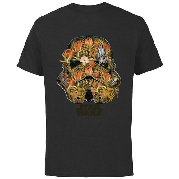 Star Wars Stormtrooper Helmet Floral Garden Reimagined - Short Sleeve Cotton T-Shirt for Adults - Customized-Black