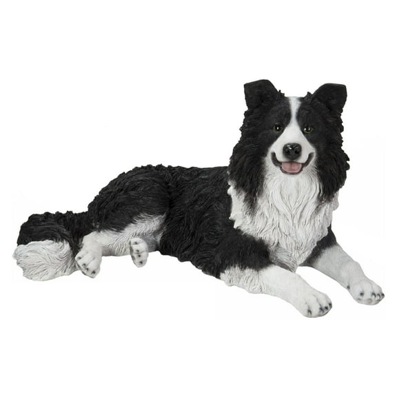 Hi-Line Gifts 29.5" Lying Border Collie Outdoor Garden Statue