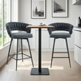 thumbnail image 2 of 360° Free Rotation Modern Bar Stools with Breathable Linen Cushions for Kitchen or Dining Seating, Set of 2, 2 of 13
