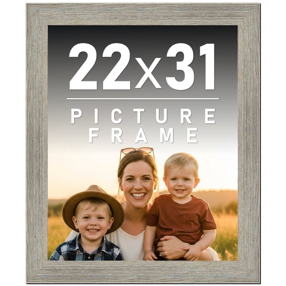 22x31 Frame Gray Barnwood Rustic Solid Wood Picture Frame | 1.5 Inch Moulding Width | Includes UV