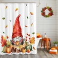 thumbnail image 2 of Shower Curtain 54"W x 78"L Autumn Thanksgiving Dwarf Pumpkin Fabric Shower Curtains Set with Hooks Water Repellent Bathroom Curtains Machine Washable Bathroom Accessories, 2 of 6