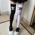 thumbnail image 4 of Womens Stretchable Over Knee Socks With Skull Print Soft Nylon Fabric Thigh High Stockings For Halloween Costume Parties, 4 of 9