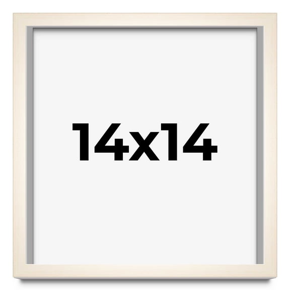 14x14 Shadow Box Cream of Wheat White Washed Display Frame | 0.875 Inches Deep Solid Wood Shadowbox