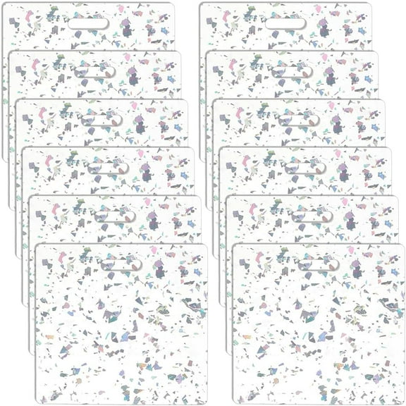 12pcs Clear Acrylic Badge Buddy 3x3.37 Inch DIY Badge Buddy Blanks with Coarse Glitter Sublimation Badge Blank for Nurse Teacher Lab Tech Receptionist