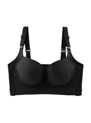 2023 Plus Size Deep U Bra with Removable Straps,Sexy Push Up Sports  Bra,Multiway Clear Straps Low Back Bra for Backless Dress (Black,38/85 D)