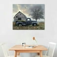 thumbnail image 3 of Nawypu Farmhouse Old Truck Canvas Wall Art, Old Barn Pictures Wall Art, Country Vintage Pickup Truck Canvas Prints, Blue Truck With White Petunias Art Prints for Country Farmhouse Decor, 3 of 5