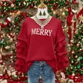 thumbnail image 3 of Busydd Christmas Sweatshirts for Women Trendy Merry Christmas Crewneck Sweatshirts Women Casual Loose Pleated Long Sleeve Tops for Women L, 3 of 7
