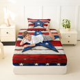 thumbnail image 4 of Manfei Rustic Farmhouse Cabin Twin Sheets,Grunge Stars Bedding,White Blue,3-Piece,1 Fitted Sheet and 1 Pillowcase, 4 of 6