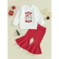 thumbnail image 2 of FEORJGP Toddler Infant Baby Girls Christmas Outfits Santa Claus Print Pullover Long Sleeve Sweatshirt Round Neck Tops and Solid Color Flared Pants Sets for Kids Loose Casual Clothes Set, 2 of 9