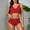 Red, variant on Women's Crisscross Ruched High Waisted Bottom Bikini Set Two Piece Swimsuit Tankini for Women Beach Wave Trim Cami Bra & Tummy Control Ruched Thong Bikini Sets Yellow 4-8