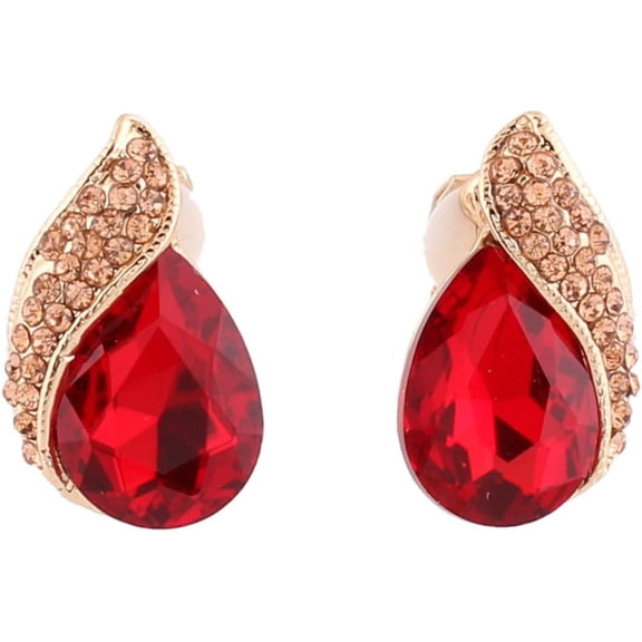 Luxury Bridal Rhinestone Crystal Water Drop Shape Clip on Earrings No Pierced for Women