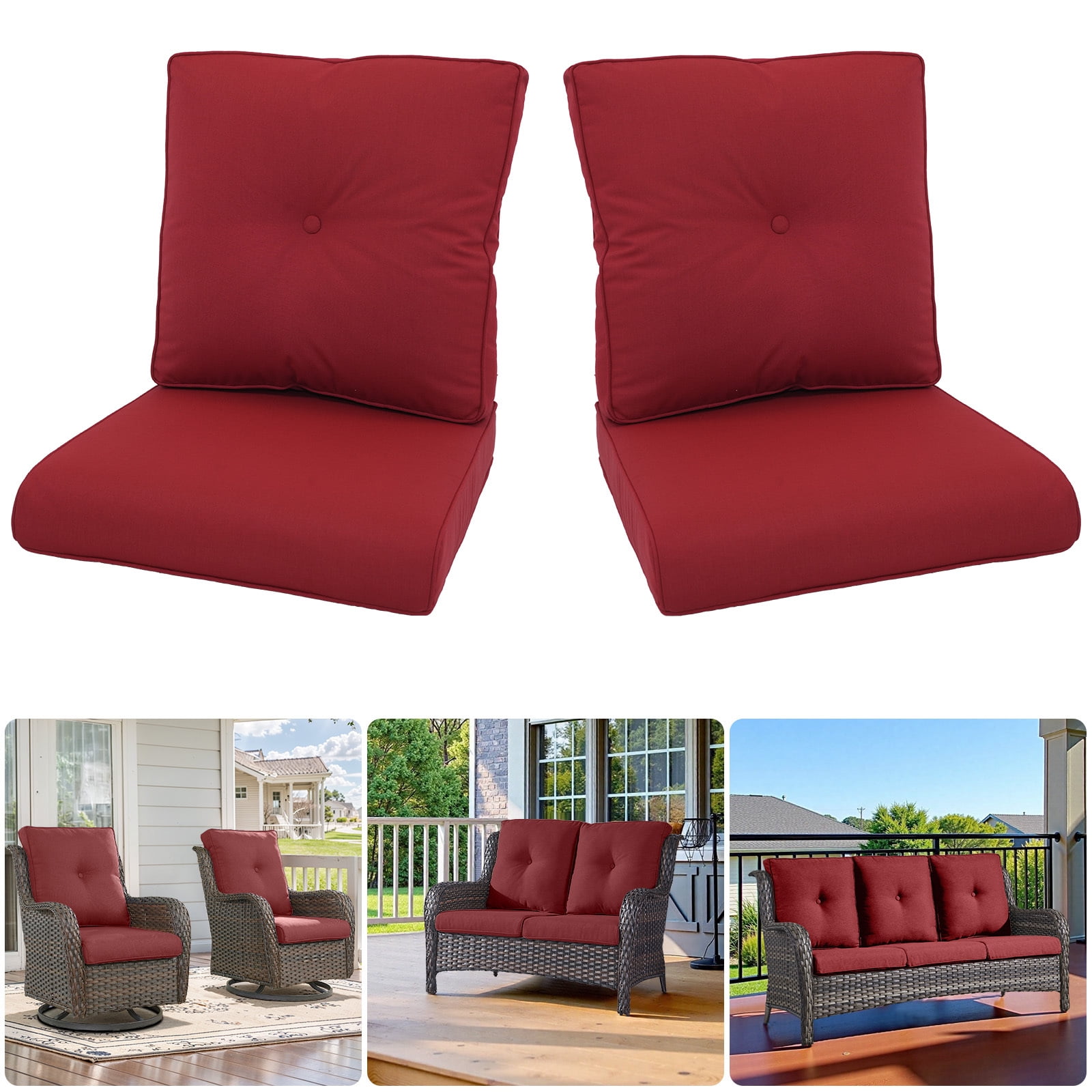 Giantfurnni Cushions for Outdoor Furniture Set 22 x 25,Patio Furniture Cushions Waterproof & Fade Resistant Deep Seat Cushion for Wicker Chair, Sofa, Couch