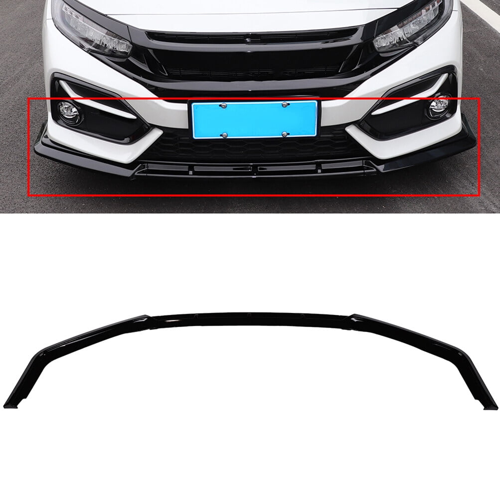 ECCPP Front Bumper Lip PP fit for 2016-2021 for Honda Civic Hatchback & Si Models Front Lip Spoiler Glossy Black Front Lip Body Kit