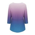 thumbnail image 4 of Npasoilc Summer Tops for Women 2024 Trendy 3/4 Sleeve V-Neck Layered Pleated Ruffle Hem Blouse Solid Color Casual Loose T-shirts, 4 of 4