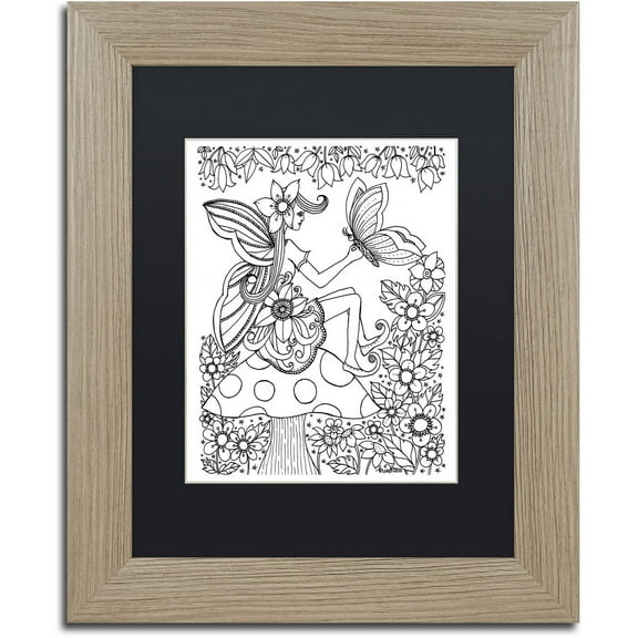 Trademark Fine Art "Fairy 7" Canvas Art by KCDoodleArt Black Matte, Birch Frame