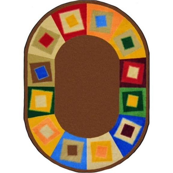 Kid Essentials Off Balance Oval Teen Area Rugs  03 Neutrals - 7 ft. 8 in. x 10 ft. 9 in.