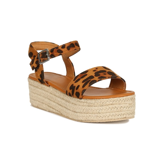 Women Open Toe Ankle Strap Espadrille Flatform Sandal 19045