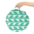 thumbnail image 2 of Nautical Round Floor Cushion with Handle, Marine Theme Abstract Waves Pattern in Monochrome Design Aquatic Art, Decorative Pillow for Living Room & Dorms, 18" Round, Sea Green and White, by Ambesonne, 2 of 4