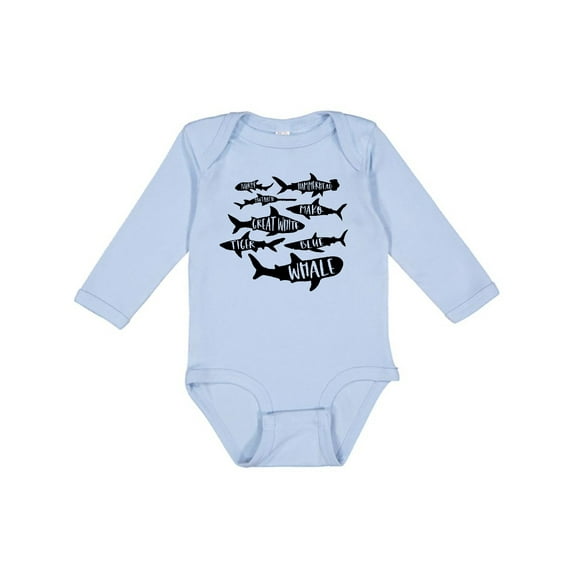 Inktastic Types of Sharks Boys or Girls Long Sleeve Baby Bodysuit