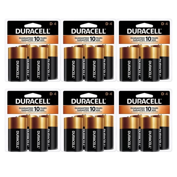 Duracell Coppertop D Battery, Long Lasting D Batteries, 4 Pack