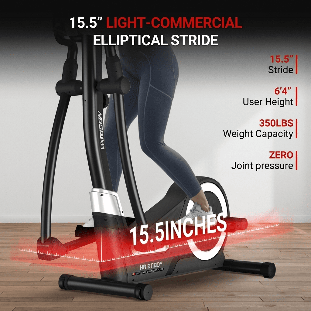 HARISON Light-Commercial Elliptical Machine for Home Use with Resistance, 350lb Capacity Front Drive Elliptical Trainer with 16-Level Magnetic Resistance and HARISON App